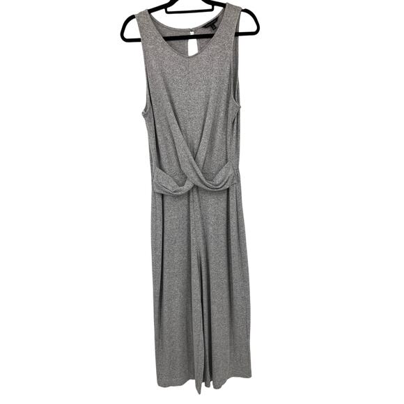 Banana Republic Light Gray Sleeveless Twist Front Knit Crop Wide Leg Jumpsuit - Picture 1 of 9